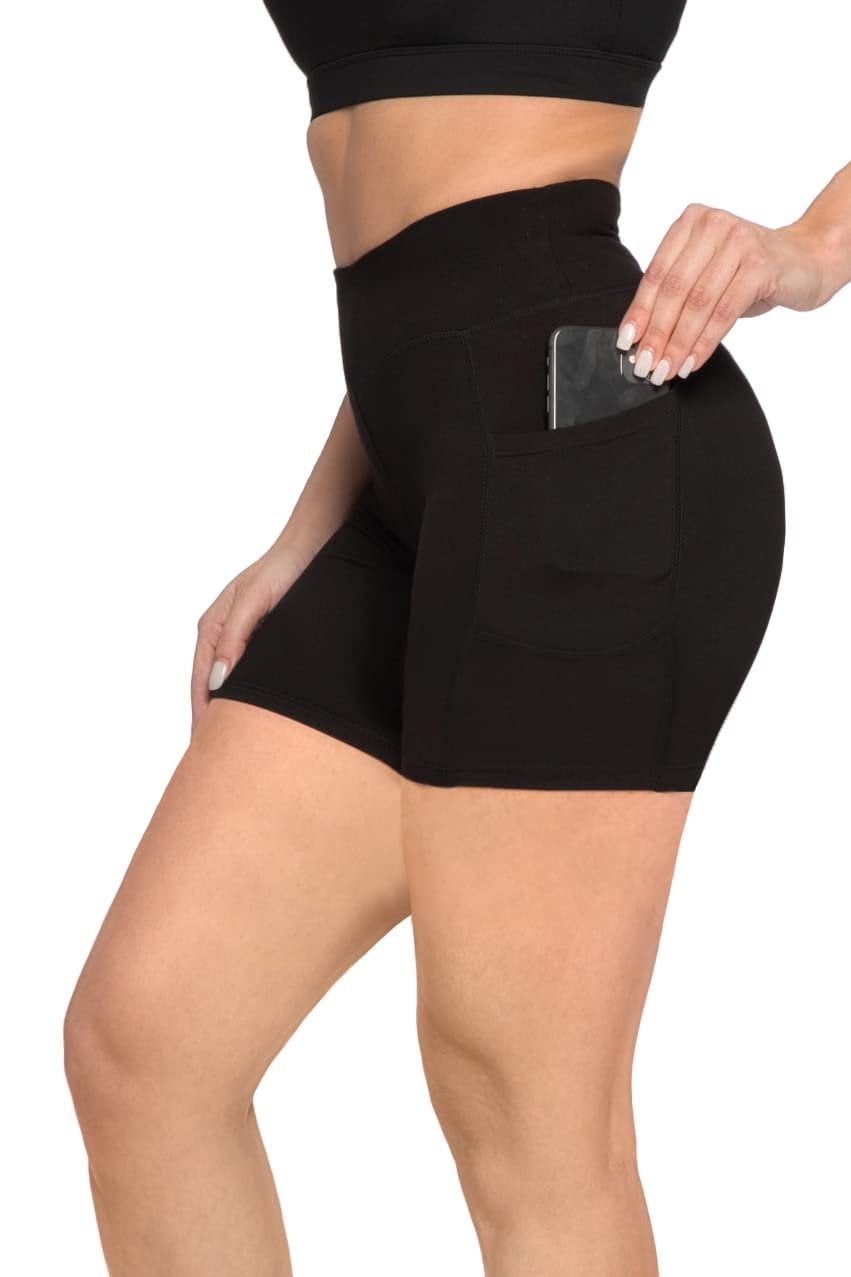 SATINA Biker Shorts for Women - High Waist Biker Shorts with Pockets - Yoga  Shorts for Regular u0026 Plus Size Women 5-Inch, Medium, Black Shorts -  Walmart.com