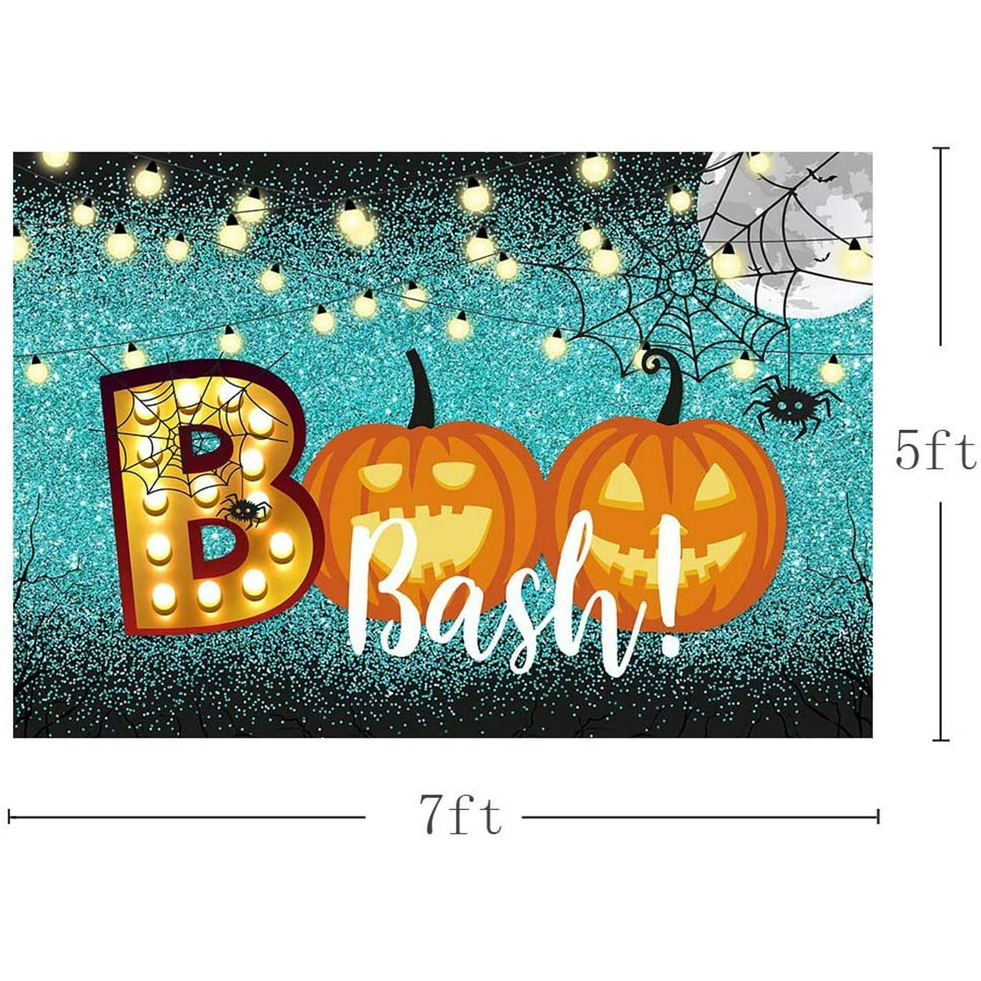 Halloween Boo Party Decoration Photo Studio Booth Fond Props Paillettes Lumieres Citrouille Boo Bash Banniere Boos Et Booze Costume Party Brillant Bleu Toiles De Fond Pour Photographie 7x5ft Walmart Canada