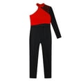 thumbnail image 5 of TiaoBug Kids Girls Long Sleeve Full Body Unitard Colorblock Dance Ballet Gymnastics Leotard Bodysuit Red 12, 5 of 7
