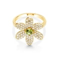thumbnail image 3 of Gem Stone King 1.28 Ct Round Green Peridot Keren Hanan ART 18K Yellow Gold Plated Silver Ring, 3 of 5
