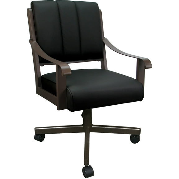 Leather Memphis Dining Caster Chair Swivel Tilt - Black on Brown