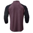 thumbnail image 5 of IROINNID Long Sleeve Cotton Shirt Cozy Color Blocking Top Shirt Slim Stand Collar Sports Bottoming T-shirt Top Blouse ,Burgundy, 5 of 8