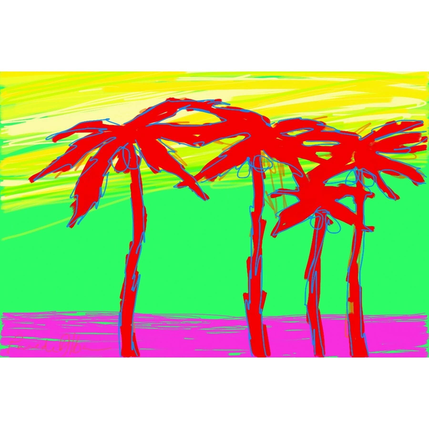 Marmont Hill "California Palms 2" by Arthur Pina Painting Print on Wrapped Canvas
