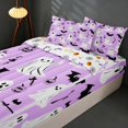 thumbnail image 3 of Homewish Halloween Spooky Animal Zipper Twin Comforter Sets with Fitted Sheet and 2 Pillowcases, Pumpkin Lantern Bat Zipper Bedding Set, Lavender Black White, Pumpkin Bat Reversible, 3 of 7