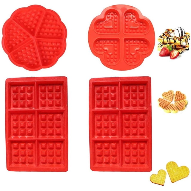 Juego de 4 piezas de utensilios para hornear para muffins perfectos, moldes antiadherentes de silicona para waffles y pasteles