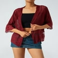 thumbnail image 4 of Blouse Boléro Transparente pour Femmes, Cardigan à Manches Courtes en Dentelle Patchwork Couleur Unie, 4 of 6