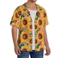 thumbnail image 2 of Pofeuu Beautiful Bohemian Sunflower Print Mens Casual Short Sleeve Shirts Beach Summer Spread Collar Pocket Tops Men's Casual Short-sleeved Shirt-XX-Large, 2 of 5