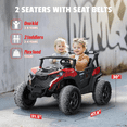 thumbnail image 2 of TOKTOO 24 Volt Ride on Toy for Big Kids, 24V Ride Ons with 4 Power EVA Wheels, 24V 2 Seater Battery Powered Ride on UTV Car, 4WD, 800W, 5.1 Mph, Kid Electric Car with Remote Control, Aged 3-8Y, Red, 2 of 6