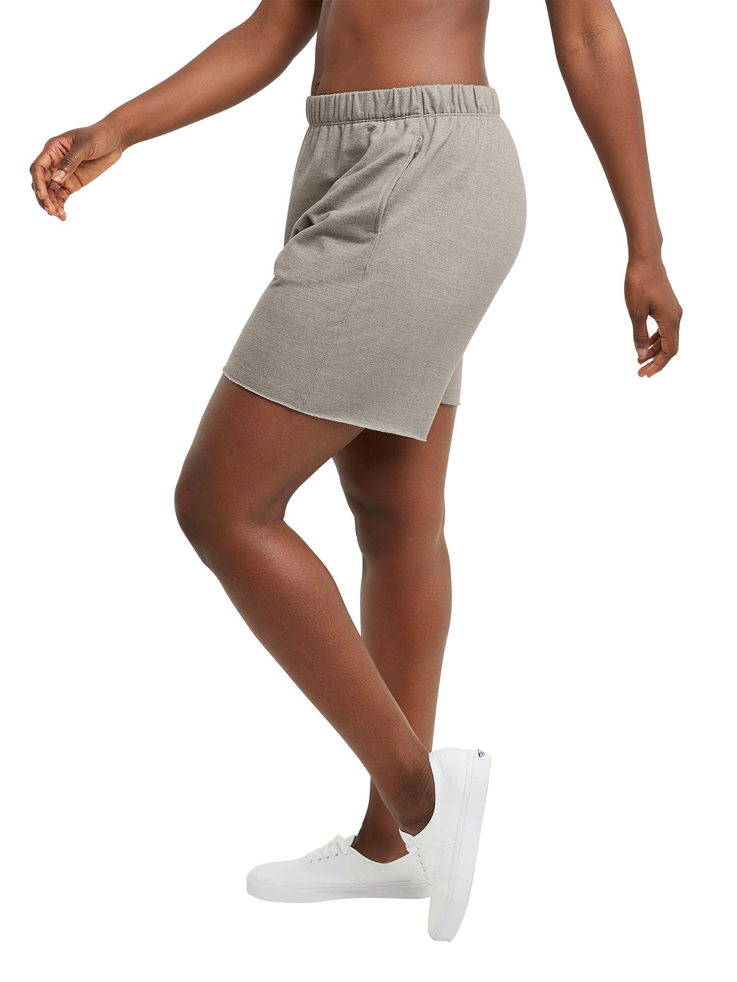 Hanes Originals Womens French Terry Raw Edge Shorts, 5" Inseam, Sizes XS-XXL