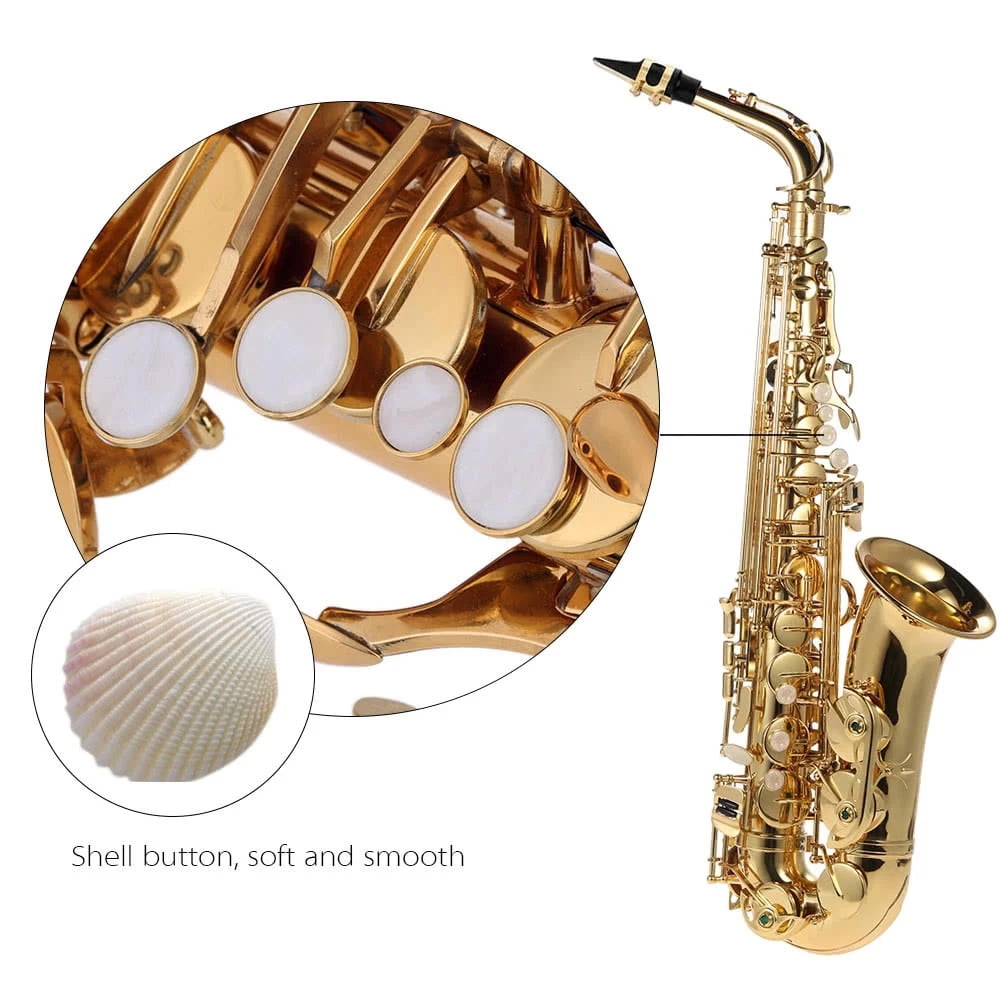 Alto Sax E Flat Sax 802 Key Type Saxophone Woodwind Instrument Eb Alto Saxophone Brass Lacquered Gold E Flat Sax 802 Key Type Woodwind Instrument With Cleaning Brush Cloth Gloves