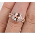 thumbnail image 2 of 2.00 Carat Morganite Trio Wedding Bridal Ring Set With Moissanite Diamonds One Engagement Ring & 2 Wedding Bands With 18K Rose Gold Plating, 2 of 4