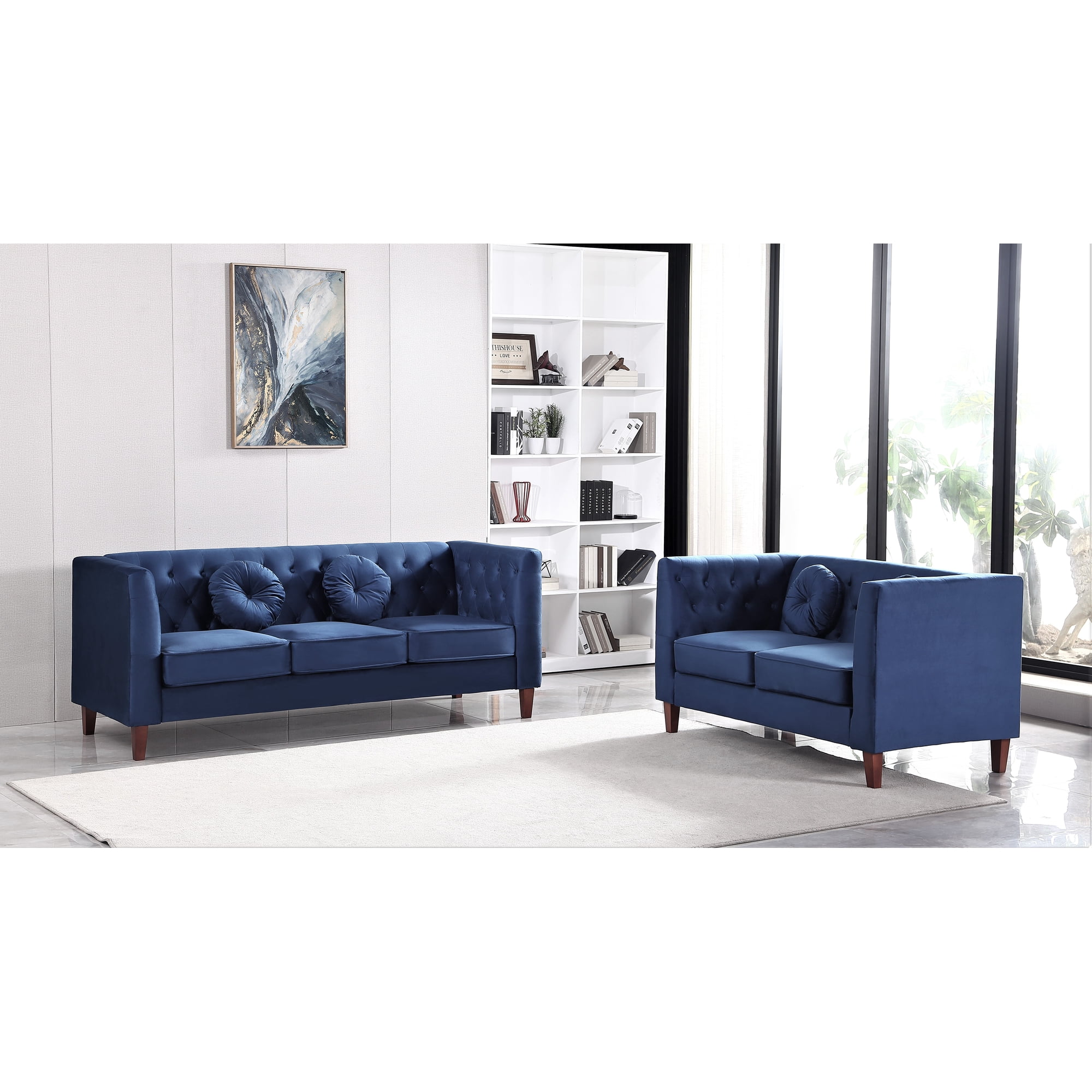 Uspridefurniture Fancher Kittleson Classic 2Pcs Living Room Set  Blue