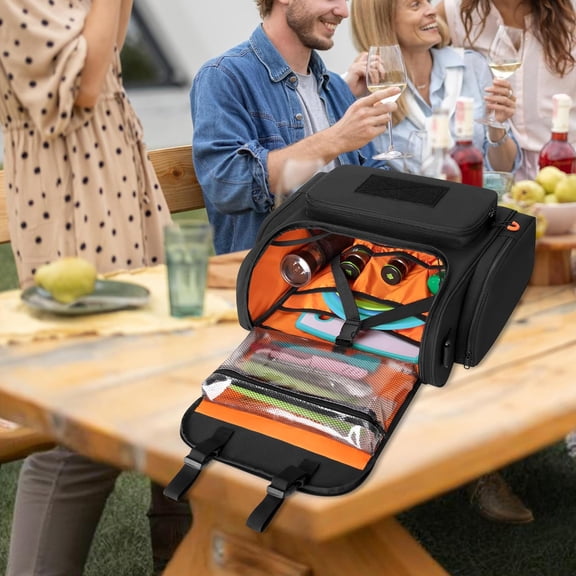 Tactical Camp Kitchen Organizer, Large Camping Utensil Storage Bag with Paper Towel Holder & Multi Pockets, Hanging Cookware Caddy for Outdoor BBQ Cooking Essentials, Bag Only