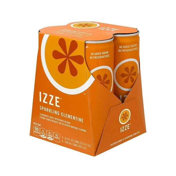 Izze Sparkling Clementine Flavored Juice Beverage, 8.4 Fl. Oz., 4 Count