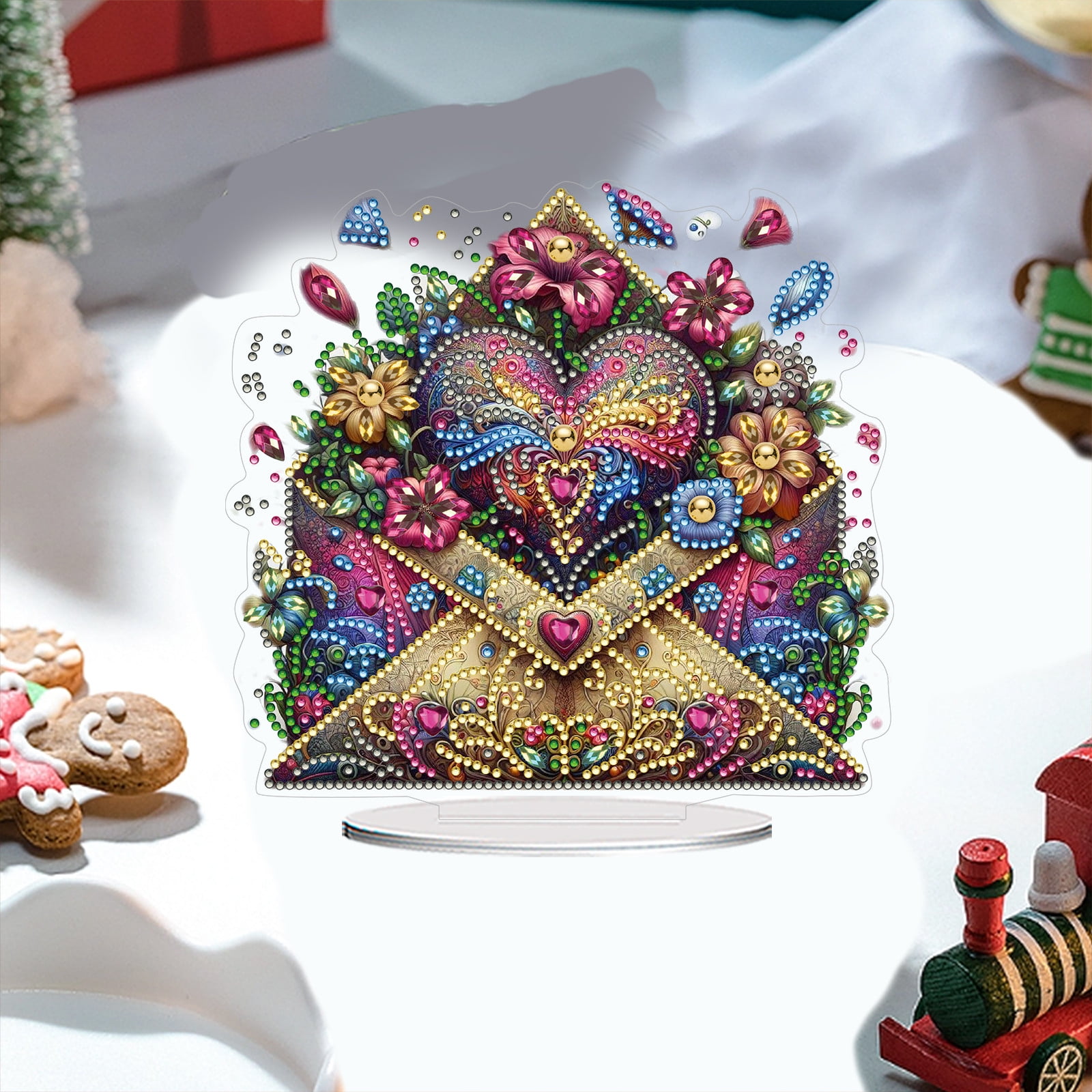 FLOPESN DIY Diamond Painting Art, exquisite and shiny patterns, size 8.26x8.26 inches, made of PVC material suitable for home and desktop decoration