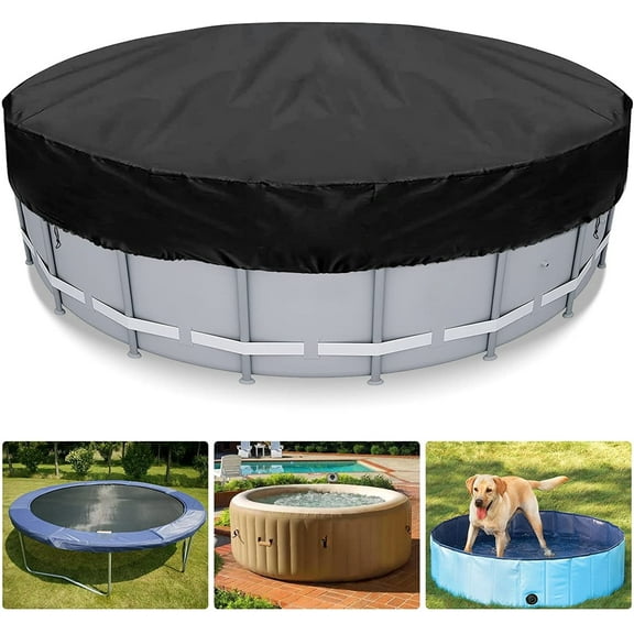 4 Ft Round Pool Cover, Solar Covers for Above Ground Pools, Inground Pool Cover Protector with Drawstring Design Increase Stability, Hot Tub Cover Ideal for Waterproof and Dustproof (Black)