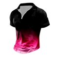 thumbnail image 1 of TSADFHJI Hauts pour Hommes Manches Longues Hiver Automne Été Col à Revers T-Shirt à Fermeture Éclair pour Hommes Dégradé Imprimé Rétro Manches Courtes L, 1 of 4
