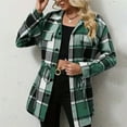 thumbnail image 2 of Plaid Shirt Jackets For Women Lapel Button Down Drawstring Tunic Cardigan Stylish Casual Outwear With Pockets (XXL, Green), 2 of 9