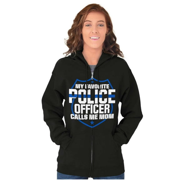 Favorite Police Officer Calls Me Mom Zip Hoodie Sweatshirt Women Brisco Brands S