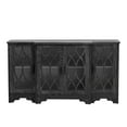 thumbnail image 4 of 58" Retro Sideboard, 4 Glass Door Buffet Cabinet with Curved Line Design, Ample Storage Console Table with Black Handle and 3 Adjustable Shelves, Coffee Bar for Living Room, Dining(Black), 4 of 9