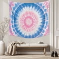 thumbnail image 5 of Pink Blue Ombre Large Tapestry for Bedroom Wall Hanging Tapestry, Modern Boho Ethnic Tie Dye Geometric Ceiling Backdrop Tapestries Poster Blanket Wall Decor for Teens Room Living Room Dorm 86" x 104", 5 of 8