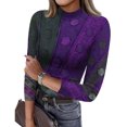 thumbnail image 2 of ASDFVBKG Womens Long Sleeve Shirts Mock Neck Comfortable Base Layer Tee Shirts Retro Floral Pattern Tunic Dressy Tops Casual Slim Fit Relaxed Fit Clothes Dark Purple 2XL, 2 of 5
