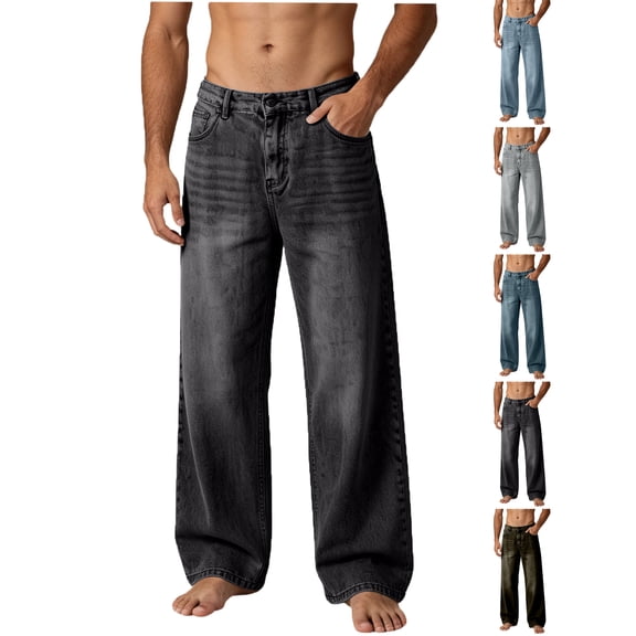 Mens 100�nim Comfort Flex Waist Relaxed Fit Jeans Fashion Zipper Button Solid Casual Pocket Sports Trousers Pants Blue L