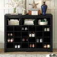 thumbnail image 2 of Modern Shoe Cabinet with Curved Base, 5 Tier Wood Freestanding Shoe Rack 24 Shoe Cubby Console Shoe Organizer, 2 of 8