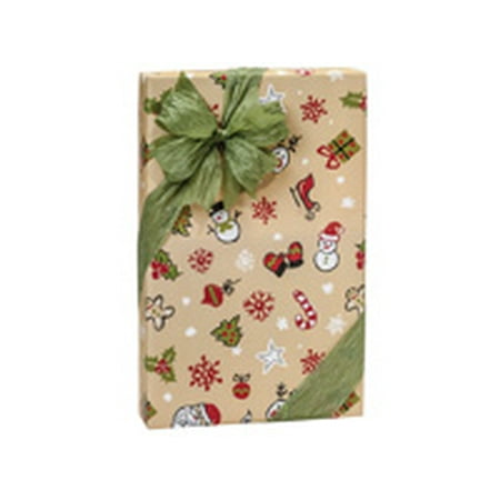 Kraft Santa Snowflake Sleigh Joyful Holiday Holiday /Christmas Gift Wrapping Paper
