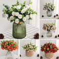 thumbnail image 4 of ZOELNIC Rose Flower Bouquet Artificial Flowers Wedding Decoration 11 Heads Silk Flowers Fake Roses Flores Home Decor Bunch, 4PACK Purple, 4 of 6