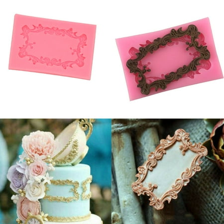 

Syinda Frame Decor Silicone Baking Icing Fondant Sugar Cake Vintage Mold Mould Mirror Cake Mould