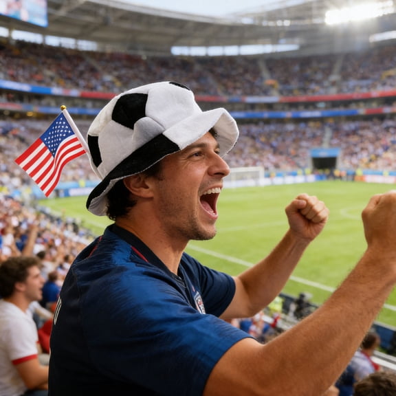 POPETPOP Funny Soccer Ball Hat with America Flag Velvet for Football Themed Party and Game Day Celebrations