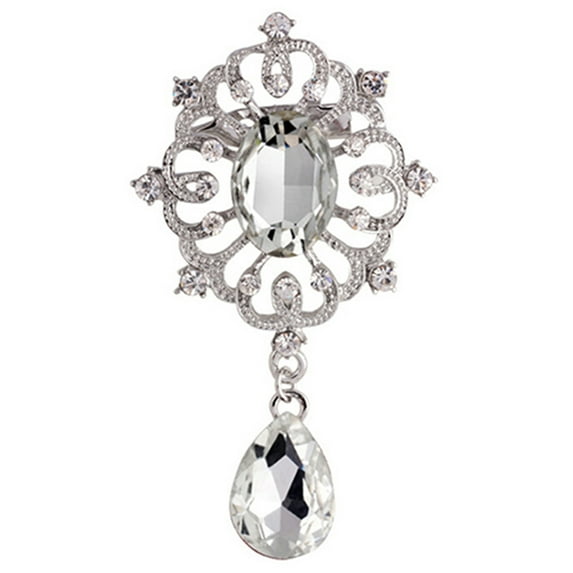 Women's Luxury Rhinestone Alloy Brooch Pin Large Waterdrop Pendent Party Jewelry