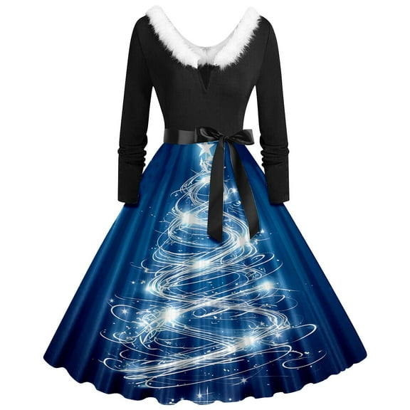 Christmas Dresses for Women 2025 Christmas Clothes for Women Festive Season Elegant Long Sleeve Collar Asymmetrical Party Gown for Holiday Dinner Dress