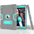 thumbnail image 3 of Allytech iPad Air 2 Case, iPad A1566/A1567 Kids Proof Case, Apple iPad Pro 9.7 Case, Three Layer Shockproof Rugged Armor Defender Protective Case Cover with Kickstand (Gray/Aqua), 3 of 8