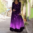 thumbnail image 2 of Robe à Manches Longues pour Femmes Mode Décontractée Col Rond Manches Longues Imprimé 3D Robe Longue Manches 3/4 pour Femmes Robe Longue pour Femmes Robe Décontractée pour Femmes, 2 of 9