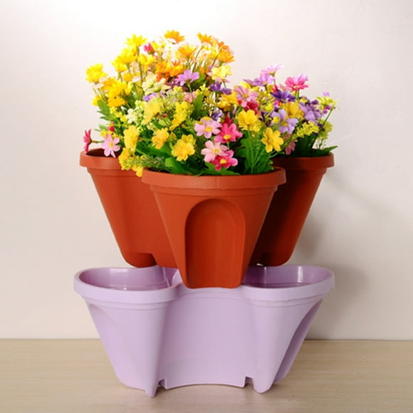 SPRING PARK Plastic Stacking Planter Garden Strawberry Flower Plastic Plant Pot