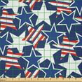 thumbnail image 2 of Ambesonne 4th of July Fabric by the Yard Microfiber, Patriotic American Star, 2 Yards, Royal Blue White and Red, 2 of 2