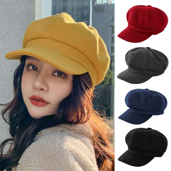 ZDWQFA Women Beret Newsboy Hat French Wool Cap Classic Autumn Spring Winter
