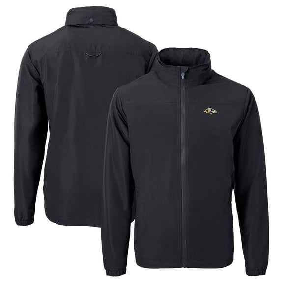 Men's Cutter & Buck  Black Baltimore Ravens  Charter Eco Recycled Full-Zip Jacket