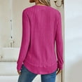 thumbnail image 4 of Lenpel Tunic Tops for Women Plus Size Ribbed Knit Crew Neck Curved Hem Long Sleeve Shirts Casual Loose Trendy Blouses(Hot Pink,Small), 4 of 6