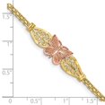thumbnail image 2 of 14k Solid Gold Two-tone Polished and Sparkle-Cut Butterfly Angel Wings Bracelet 7 Inch 10mm Wide Link Bracelet for Women, 2 of 2