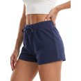 thumbnail image 3 of Shorts cortos de verano para mujer, elegantes, de color liso, con cintura elástica y cordón ajustable, ideales para la playa y uso diario., 3 of 8
