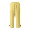 thumbnail image 6 of LIaqionyy Girls Cotton Linen Capri Pants Elastic Waist Casual Loose Summer Vacation Cropped Pant with Pockets, 6 of 7