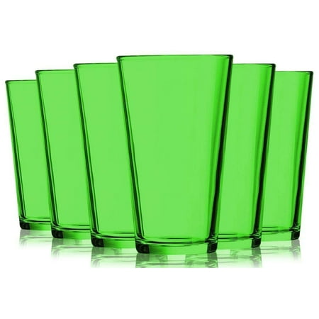 Light Green Colored Mixing Glasses - 16 oz. set of 6- Additional Vibrant Colors Available by TableTop King 