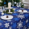 thumbnail image 2 of Classic Blue Winter Snowflake Christmas Tablecloth - Blue and White Winter Holiday Snowflake Print Xmas Easy Care Table Cloth Decoration Table Cover, 60" x 84" (6-8 Seats)，Oblong/Rectangle, 2 of 6