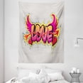 thumbnail image 1 of Love Decor Wall Hanging Tapestry, Love lettering on brick wall brushing dripping street art wings illustration, Bedroom Living Room Dorm Accessories, 60 X 80 Inches, by Ambesonne, 1 of 1