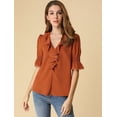 thumbnail image 3 of AllegK BluDe ManDe CampaCon Cuello En V Y Volantes PaMujer, BluCampesiDe GaInformal Vintage De Verano Rojo marrón 3XL, 3 of 6