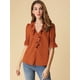 thumbnail image 3 of BluDe ManDe CampaCon Cuello En V Y Volantes PaMujer, BluCampesiDe GaInformal Vintage De Verano Rojo marrón XL, 3 of 6