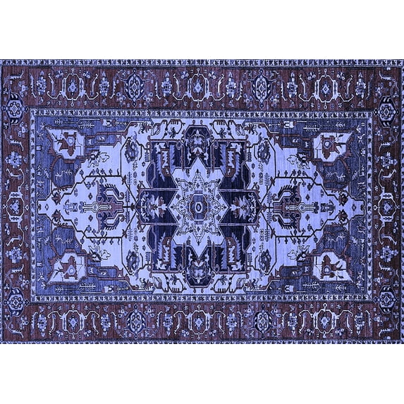 Ahgly Company Machine Washable Indoor Rectangle Oriental Blue Industrial Area Rugs, 2' x 4'